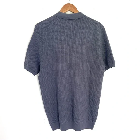Folk Polo Shirt Mens XL 5 Short Sleeve Pullover Top Knot Midnight BNWT - Picture 4 of 7